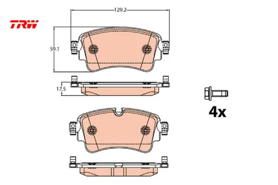Arka fren balata audı a4-a5-a7-q5-q7 2014 129.3x59x17.5 trw 8w0698451l/ 8w0698451h resmi