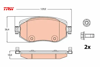 Ön fren balatası renault megane ıv 15 tüm motor tipleri g:129mm y:58.4 mm k:18mm trw 410603407r/ wva22610/ 410605929r resmi
