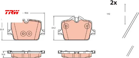 Fren balatası arka bmw g42 g20 g21 g28 g22 g23 g26 g29 trw 34206888831 resmi