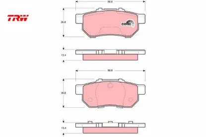 Arka balata cıvıc 1.6i 1.6 vtı 94/00 honda jazz 08 accord ııı 85-89 trw 43022so4e02/ 43022s04e03/ 43022s04e02 resmi
