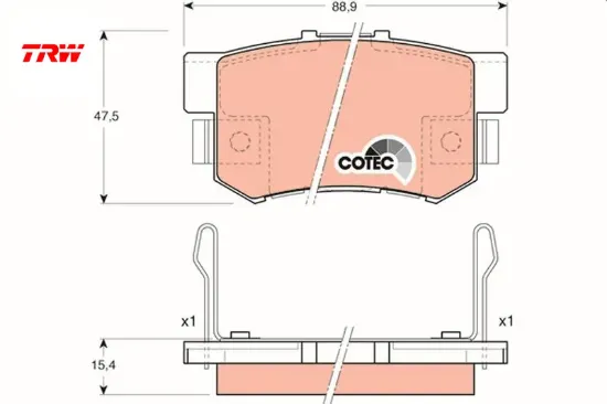Arka fren balata cıvıc 1.6l d16 vtec vtı 01-05 / 1.4l 1.6l 96-01 / 1.6l r16a2 vtec sedan 06-> / acco trw 43022s5aj00/ 43022s6de50/ 43022s2a000 resmi