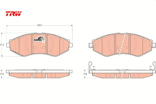 Ön fren balatası lacettı 1.4-1.6-1.8 2.0d 04 nubıra 1.4-1.6-1.8 2.0d 04 trw 96405129/ 96495227/ 96245178/ 96253367 resmi