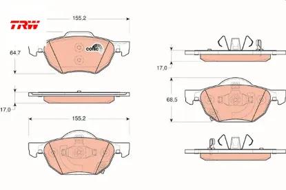 Ön fren balata honda accord 2.0l 2.4l k20 k24 2.2l cdti cl kasa 03-> trw 45022seae01/ 45022seaez1 resmi