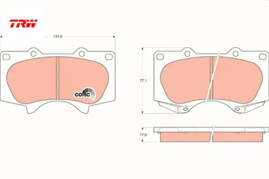 Ön fren balata hılux 3.0l 1kd-ftv kun26 4x4 09-11 / land cruıser prado 4.0l 1gr-fe grj150 09- > 3.0l trw 0446535290/ 044650k090/ 4605a472 resmi