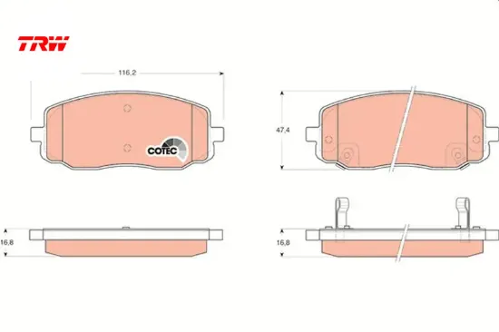 Ön balata hyundaı i10-1.0 1.1-1.2 08 >11 > kıa pıcanto 1.0-1-1 08 > trw 581010xa10/ 581010xa01/ wva24275 resmi