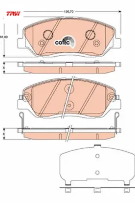 Ön balata santafe 2.4 2.7 2.2crdi 04 08 12 > kıa sorento 2.4 2.0crdi 2.2crdi 94 >12 > korando 12 > trw 581012ba10/ 581012pa70/ wva24351 resmi