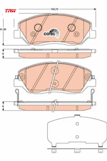 Ön balata santafe 2.4 2.7 2.2crdi 04 08 12 > kıa sorento 2.4 2.0crdi 2.2crdi 94 >12 > korando 12 > trw 581012ba10/ 581012pa70/ wva24351 resmi