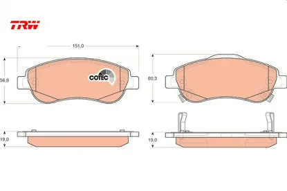 Ön fren balata honda cr-v 1.6l n16a2 re6 i-dtec dizel 4x2 13- / 2.0l r20 benzinli otomatik vites re5 trw 45022swwg00/ 45022swwg01/ 45022swwg02 resmi