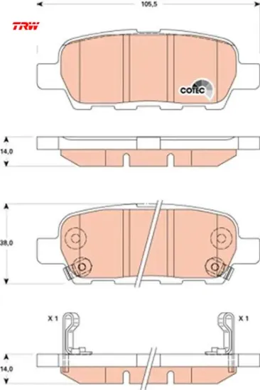 Arka fren balatası nıssan qashqaı j10 07 13 x-traıl 07 13 juke 10 renault koleos 08 trw 44060al586/ 440000027r/ d4060/ ja00j resmi