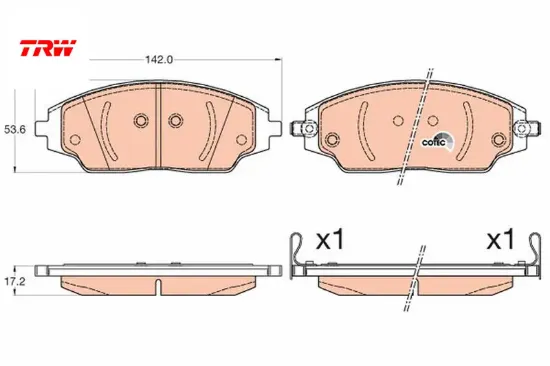 Ön balata chevrolet aveo sedan 1.2-1.4-1.6-1.3d 11 > aveo hb 1.2-1.2 lpg-1.4-1.6-1.3 11 > 14 jant trw 95231012 resmi