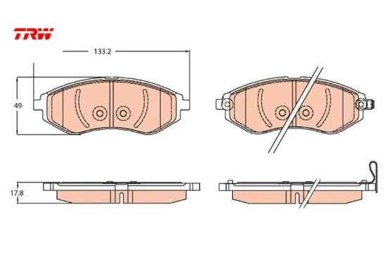 Ön fren balatası chevrolet aveo 05> kalos 02> trw 94566892/ 96534653/ pw892497/ wva23974 resmi