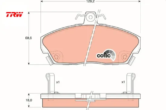 Ön fren balata honda cıvıc 1.6l d16 vtec vtı 01-05 / 1.6l d16a euro 96-99 trw 45022s6de51/ 45022s74e10/ 45022st3e30 resmi