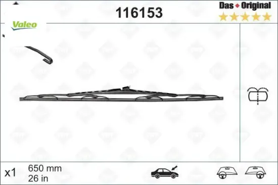 Sılecek supurgesı on sol 650mm vıto w638 97 03 swf valeo a6388201145/ a6388201445 resmi