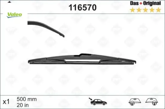 Silecek swf 50cm x1 arka c5 01/05 -lgn ıı 01/01 prımera 02 valeo 6426gf resmi