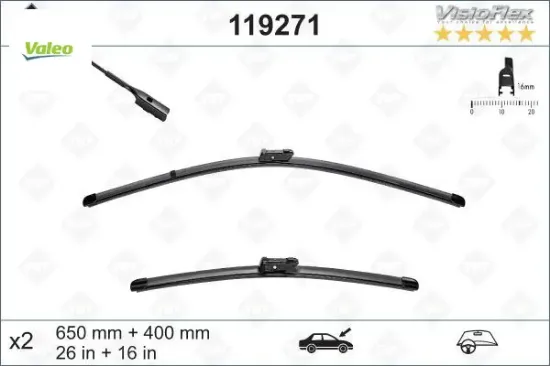 Silecek süpürgesi ön takım leon 2013 650 x 400mm valeo 5f1955425/ 5f1955426 resmi