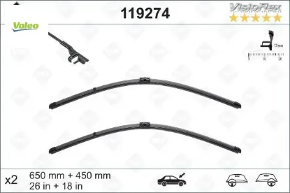Sılecek supurgesı swf ruzgarlıklı flat 650mm-450mm f10 f01 f07 valeo 61612147361/ 61612147365/ 61612163749 resmi