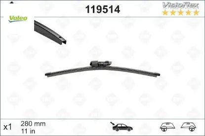 Silecek süpürgesi arka golf6-golf7-polo-fabıa 280 mm valeo 5k6955427a/ 6q6955425a/ 3c9955425 resmi