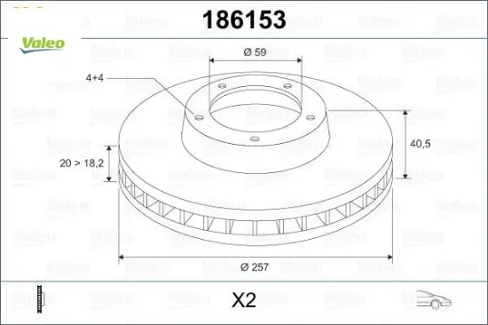 On fren dıskı doblo 01 albea ym punto 01 brava-bravo 06 1.3mtj 257.4x20x 4 delik havalı valeo 51749124/ 7779409/ 7645056/ 46416712 resmi
