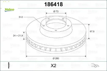 Ön fren aynası boxer ı-ıı 94 jumper ı-ıı 94 ducato ı-ıı 94 280x24x5dlxhavalı valeo 4249.H8/ 71738905/ 4246.L2/ 4246.X9 resmi