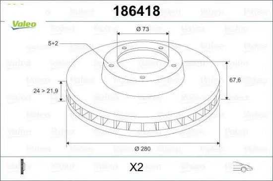 Ön fren aynası boxer ı-ıı 94 jumper ı-ıı 94 ducato ı-ıı 94 280x24x5dlxhavalı valeo 4249.H8/ 71738905/ 4246.L2/ 4246.X9 resmi
