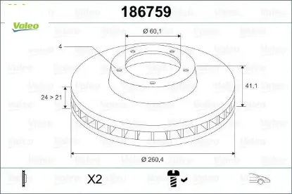 Ön fren aynası corsa c - combo c 01 11 merıva a 03 10 tıgra 04 09 260x24x4dl havalı valeo 95526646/ 569000/ 9127967/ 9196050 resmi