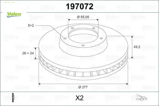 Ön fren diski hava kanallı avensıs 1.6l 3zzfe vvti zzt250 03-08 / 2.0l 1azfse azt250 03-08 277 çap x valeo 4351205040 resmi