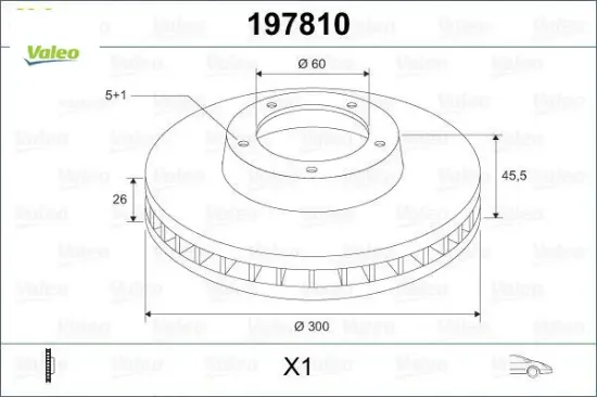 Ön fren aynası astra k 15 16 inç / 5 delik 300x26x5dl havalı valeo 13515909/ 13597467 resmi