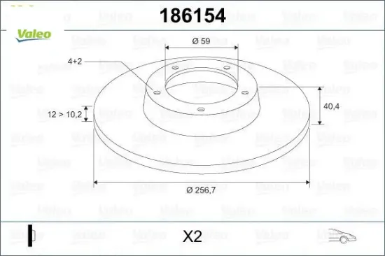 On fren dıskı tempra-tıpo-marea-brava-bravo 96 145-146 lancıa delta-ypsılon 257x12x4dl valeo 92498609 resmi