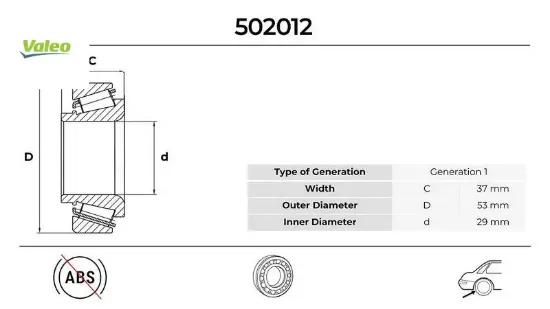 Arka teker rulmanı fıesta v 01 08 focus ı 98 04 fusıon 02 12 ıı 03 07 abs valeo 2s6j1a049aa/ d35026151c/ 98ax1a049ab resmi