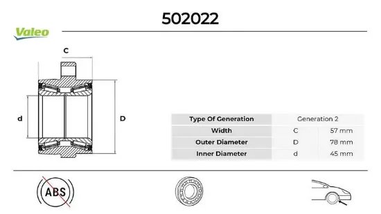 Ön teker rulmanı alçak tavan transıt v347-v348 2.2 tdcı-2.4 tdcı 06 45x117x57 abs siz 5 bijon valeo 6c111k018aa/ 1377907 resmi