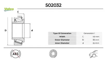 Arka teker rulmanı renault megane ıı 02> scenıc ıı 02> grand scenıc ıı 02> 48x25x55 valeo 7701208059 resmi