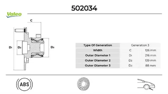 Ön teker rulmanı poryalı ford transit v363 14> çift teker 6 bijon valeo bk312c300ad/ ktbk311k018ac/ 2167067 resmi