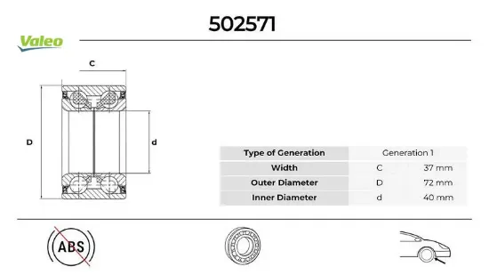On/arka tekerlek rulmanı set polo classic 1.6 1997-09-2001-09 valeo 357498625c/ 357407625e/ 357407625a resmi