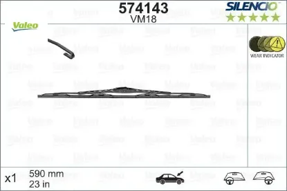 Silecek sılencıo 60 cm x1 vm18 renault toyota volvo subaru pejo vw opel bmw kıa fıat swf 116148 valeo 8250a246/ 983502k000 resmi