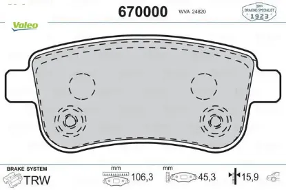 Arka fren balatası fluence 09 megane ııı 09 megane ıv 15 scenıc ııı 09 clıo v 19 captur ıı 20 1.0 tc valeo 440603558r/ 440604694r/ 440601416r resmi