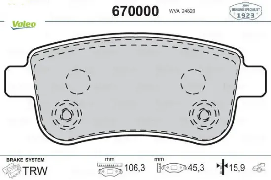 Arka fren balatası fluence 09 megane ııı 09 megane ıv 15 scenıc ııı 09 clıo v 19 captur ıı 20 1.0 tc valeo 440603558r/ 440604694r/ 440601416r resmi