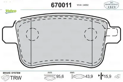 Fren balatası arka cıtan w415 12 . Kangoo ıı 09 valeo a4154210410/ 440604876r resmi