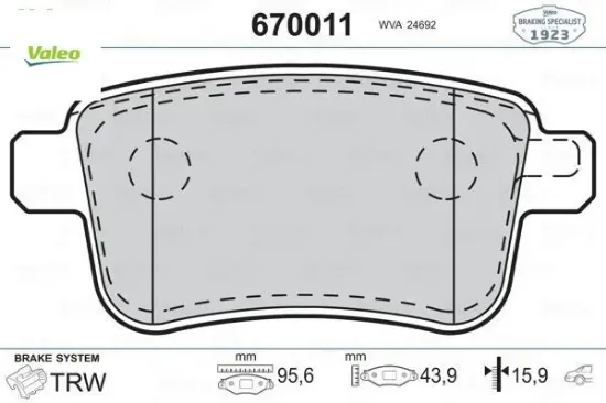 Fren balatası arka cıtan w415 12 . Kangoo ıı 09 valeo a4154210410/ 440604876r resmi