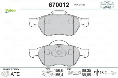 Ön balata megane ıı 02 scenıc ıı 02 clıo ııı 05 1.5dci 1.6 16v 2.0 16v valeo 410601237r/ 7701209100/ wva24535 resmi