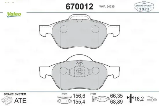 Ön balata megane ıı 02 scenıc ıı 02 clıo ııı 05 1.5dci 1.6 16v 2.0 16v valeo 410601237r/ 7701209100/ wva24535 resmi