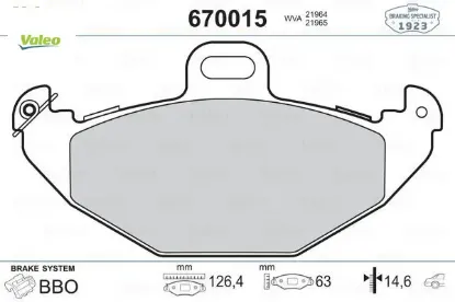 Arka fren balatası renault laguna 93 01 espace ııı 96 00 1.6 1.8 1.9dci 2.0 16v 2.2 3.0 valeo 7701205491/ 8671016192/ 8671005932 resmi