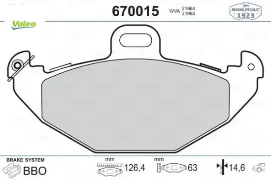 Arka fren balatası renault laguna 93 01 espace ııı 96 00 1.6 1.8 1.9dci 2.0 16v 2.2 3.0 valeo 7701205491/ 8671016192/ 8671005932 resmi