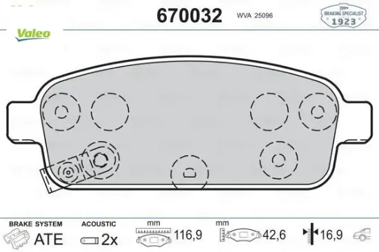 Arka fren balatası astra j 09 mokka 12 zafıra c 12 cruze 09 trax 11 aveo hb 13 valeo 95516192/ 1605262/ 13473427/ 95530021 resmi