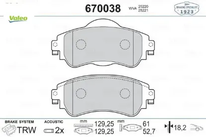 Ön fren balatası cıtroen c4 b7 1.4 vtı 09 c4 1.6 hdı 11/2009 ds4 1.6 hdı 1. 4.2011 valeo 4254.A9 resmi