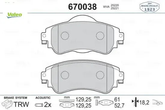 Ön fren balatası cıtroen c4 b7 1.4 vtı 09 c4 1.6 hdı 11/2009 ds4 1.6 hdı 1. 4.2011 valeo 4254.A9 resmi
