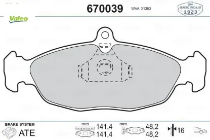 Ön balata astra f-corsa a b -vectra a-tıgra- 94-00 combo 1.4-1.6i-1.7 d 92-00 gdb1040 valeo 1605907/ 1605881/ 1605087/ wva20547 resmi