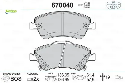 Ön fren balata aurıs. Corolla 1.4l 1ndtv nde150 d-4d dizel 07- valeo 0446502270/ 0446502370/ 0446502210 resmi