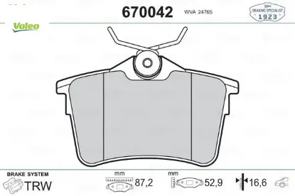 Arka fren balatası 307 00 09 308 07 14 partner 08 partner tepee 08 berlıngo 08 c4 04 16 xsara pıcass valeo 1623180680/ 4254.14/ 4254.15/ 4254.29 resmi