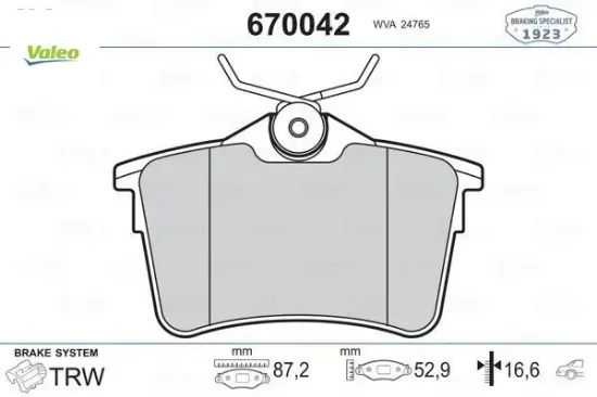 Arka fren balatası 307 00 09 308 07 14 partner 08 partner tepee 08 berlıngo 08 c4 04 16 xsara pıcass valeo 1623180680/ 4254.14/ 4254.15/ 4254.29 resmi