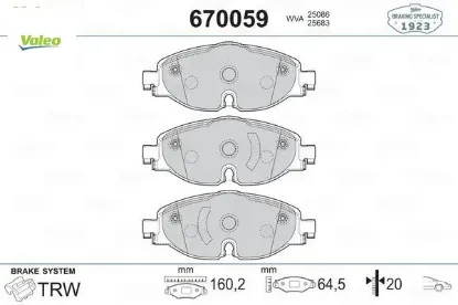 Ön balata golf7-a3-leon-tıguan-passat-octavıa-superb 12 valeo 8v0698151/ 2k5698151/ 5q0698151b resmi